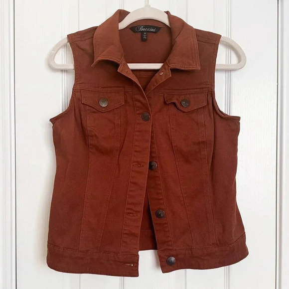 Baccini Jackets & Blazers - Baccini Burnt Orange Cropped Vest Women's Size Medium Western College Game Day